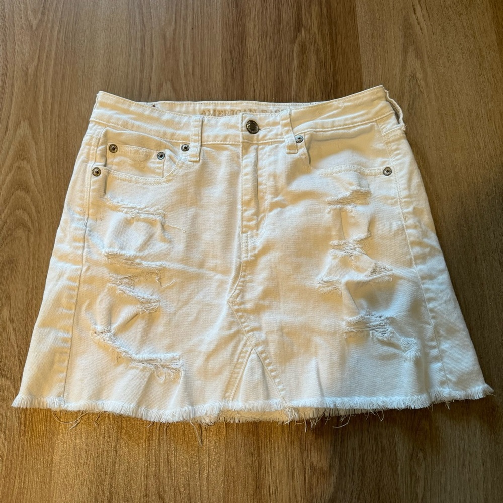American Eagle White Denim Skirt